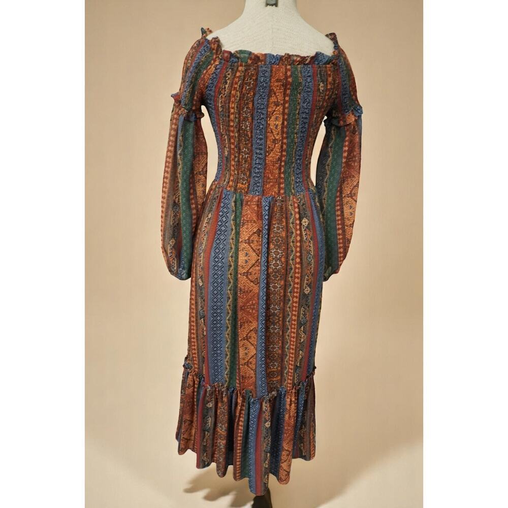 Flying Tomato Boho Cottagecore Long Sleeve Midi Dress – Smocked Waist – Size M - Picture 3 of 8